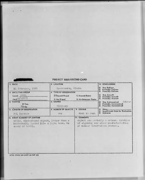 First page of 1960.02 - 6969302 - Sparrevohn, Alaska