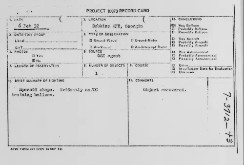 First page of Dobbins AFB, Georgia, February 1952