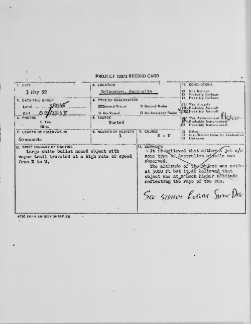 First page of Melbourne, Australia, May 1952