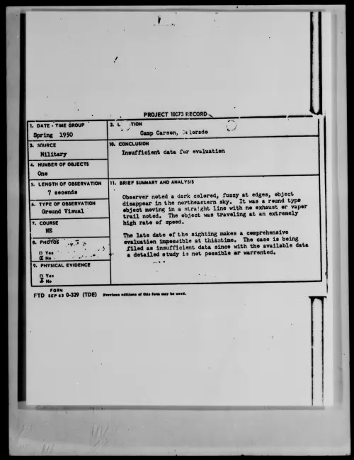 First page of Camp Carson, Colorado, Spring 1950