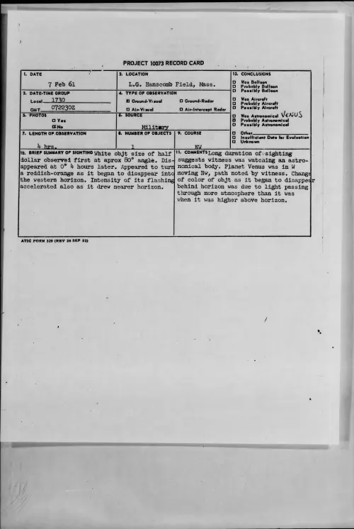 First page of 1961.02 - 8632943 - L.G. Hanscomb Field, Mass