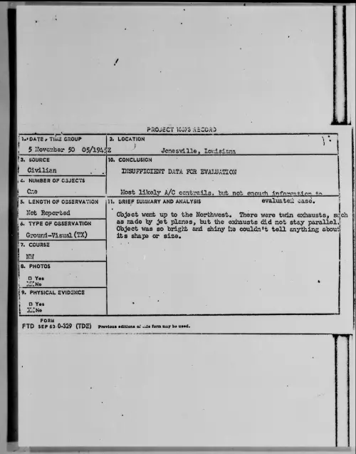First page of Jonesville, Louisiana, November 1950