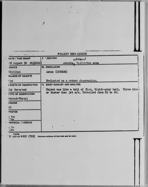 First page of Astoria, Washington Area, August 1950