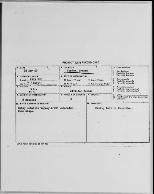 First page of Condon, Oregon, April 1952