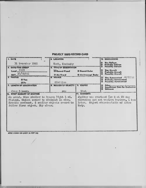 First page of Keck, Kentucky, December 1951
