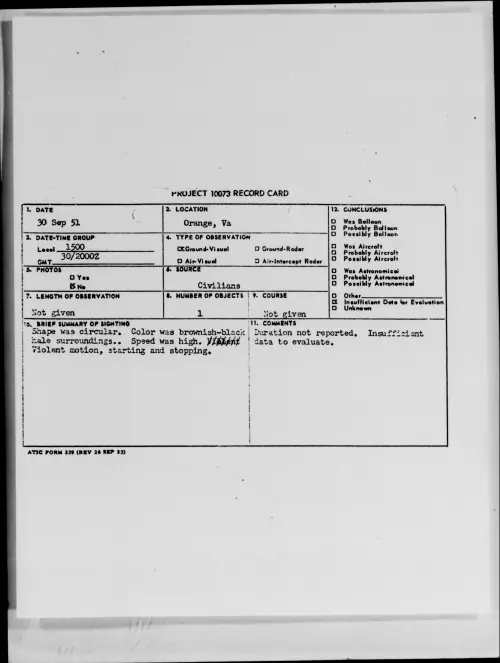 First page of Orange, Va, September 1951
