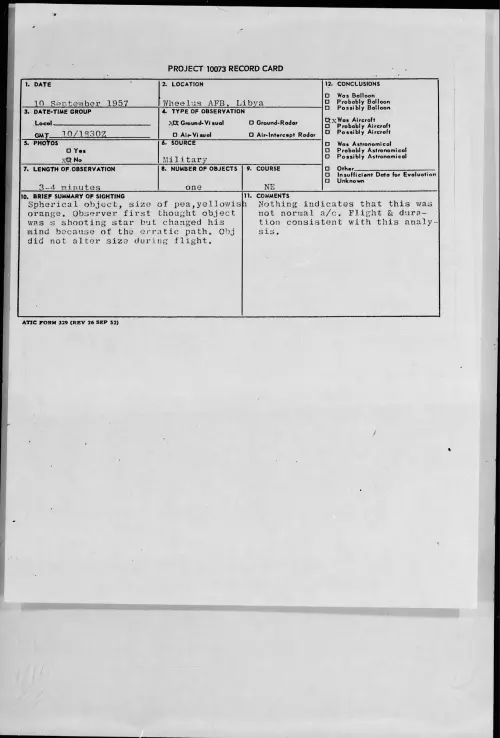 First page of 1957.09 - 7228589 - Wheelus AFB, Libya