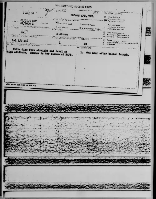 First page of BROOKS AFB, TEX., August 1952