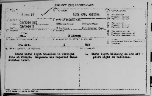 First page of LUKE AFB, ARIZONA, August 1952
