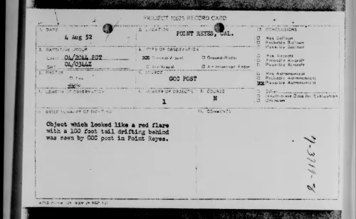 First page of POINT REYES, CAL., August 1952