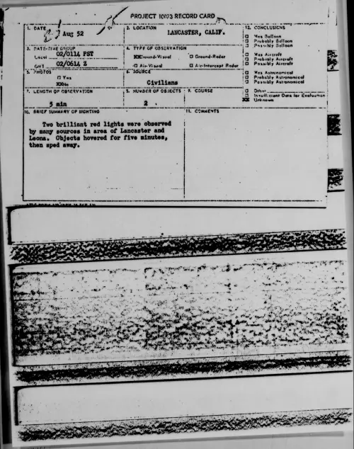 First page of LANCASTER, CALIF., August 1952