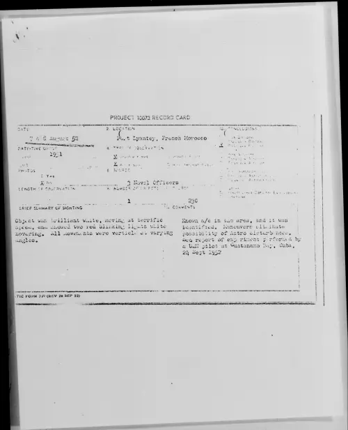 First page of Port Lyantey, French Morocco, August 1952