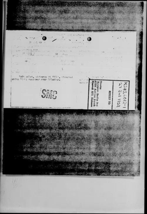 First page of [ILLEGIBLE], July 1952 - Incident Number: [ILLEGIBLE]