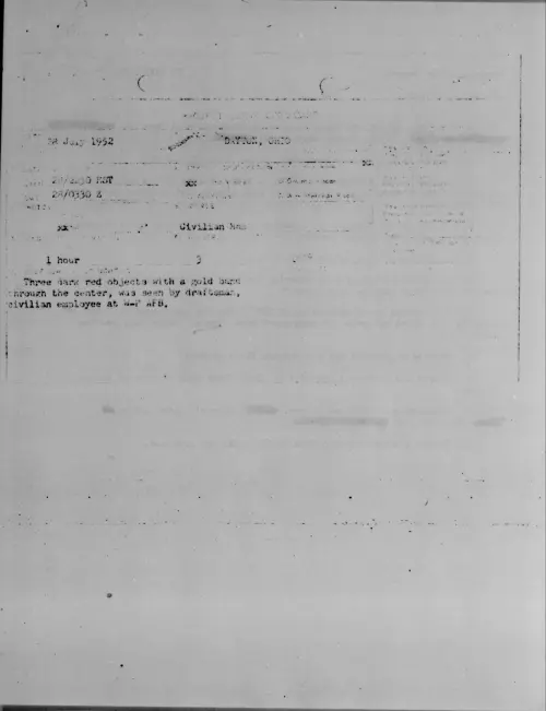 First page of DAYTON, OHIO, July 1952 - Incident Number: [ILLEGIBLE]