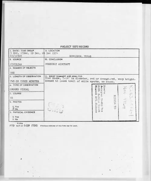 First page of 1954.11 - 6958118 - BURLISON, TEXAS