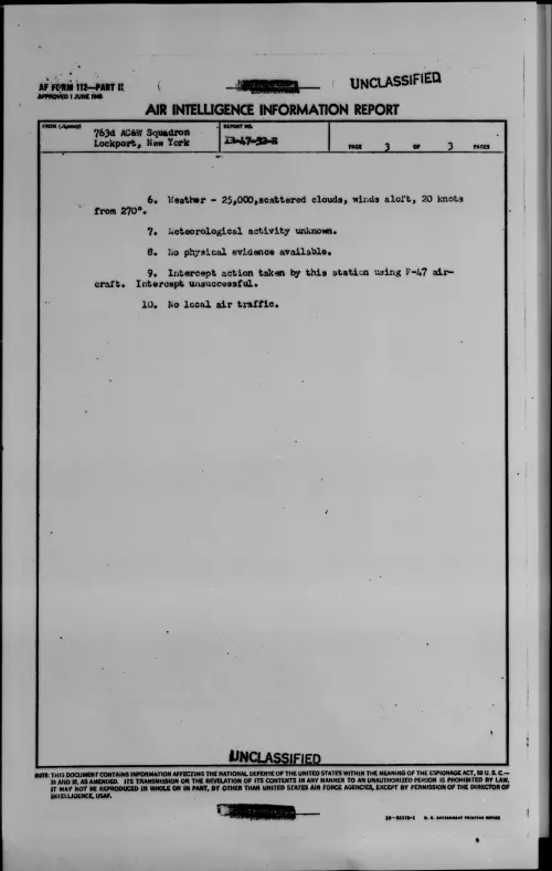 First page of RIPLEY, NEW YORK, July [ILLEGIBLE] - Incident Number: [ILLEGIBLE]