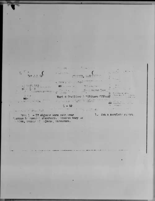 First page of SPOKANE, WASHINGTON, July 1952 - Incident Number: [ILLEGIBLE]