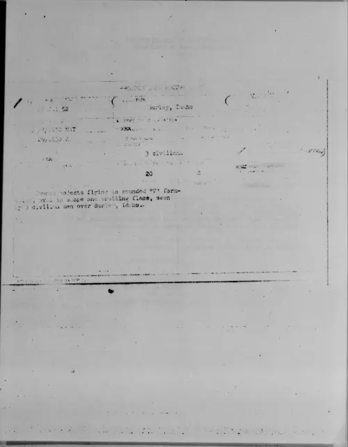 First page of BURLEY, IDAHO, July 1952 - Incident Number: [ILLEGIBLE]