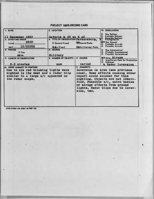 First page of 1957.12 - 6970083 - Guthrie & 40 Mi E Of Parkersburg, W. Virginia