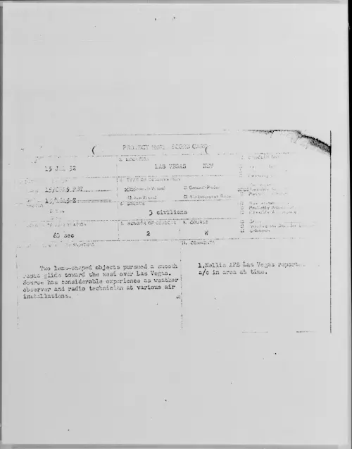 First page of LAS VEGAS NEV, July 1952 - Incident Number: [ILLEGIBLE]