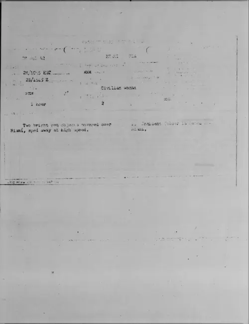 First page of MIAMI, FLA., July 1952 - Incident Number: [ILLEGIBLE]