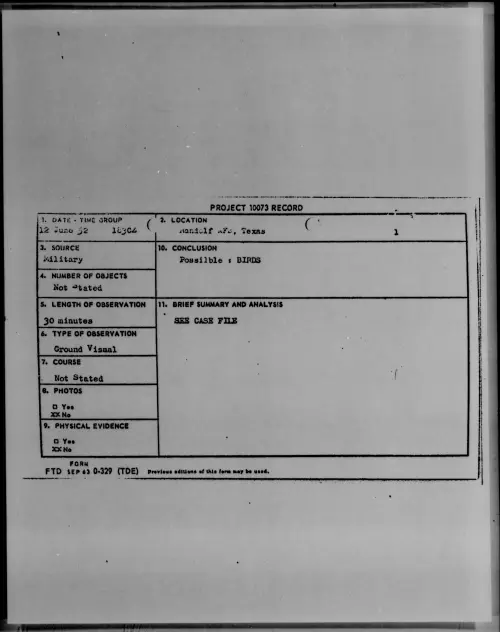 First page of Randolf AFB, Texas, June 1952