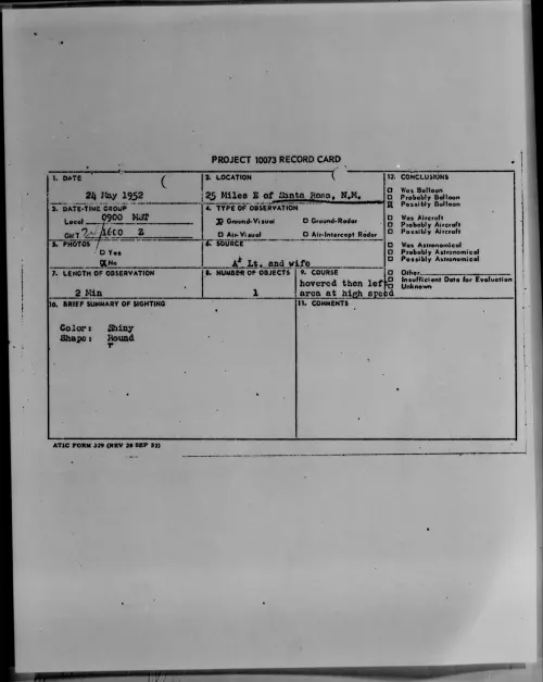 First page of 25 Miles E of Santa Rosa, N. M., May 1952