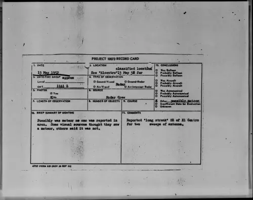 First page of See "Elcentro" 13 May 58 For Classified Location, May 1952