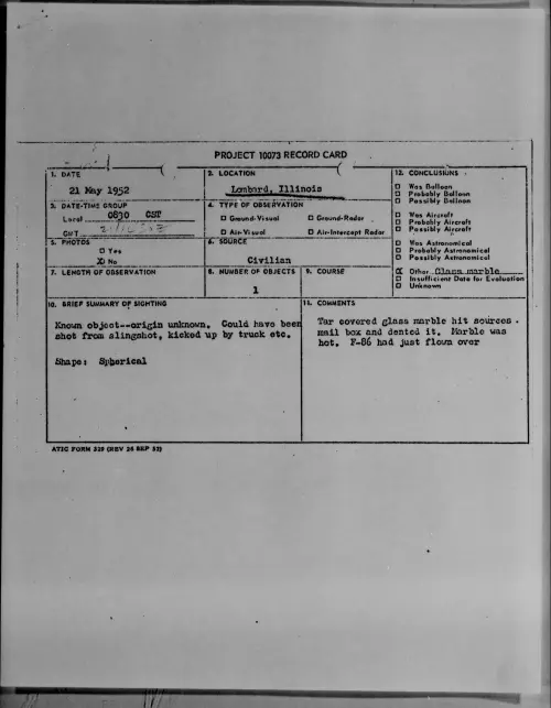 First page of Lombard, Illinois, May 1952