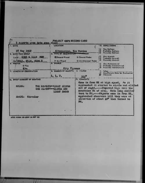 First page of Albuquerque, New Mexico, May 1952