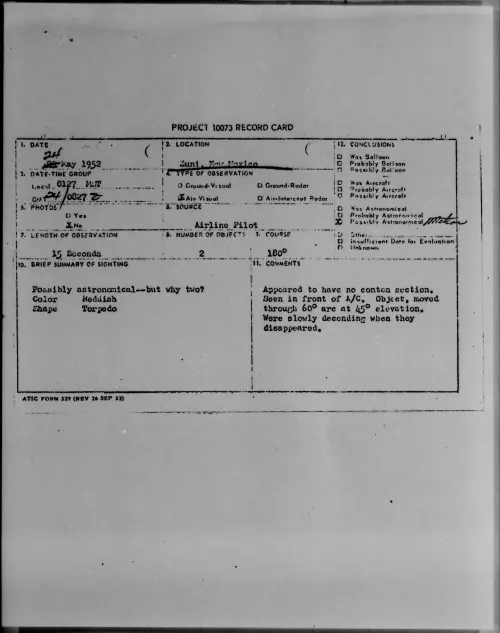 First page of Zuni, New Mexico, May 1952