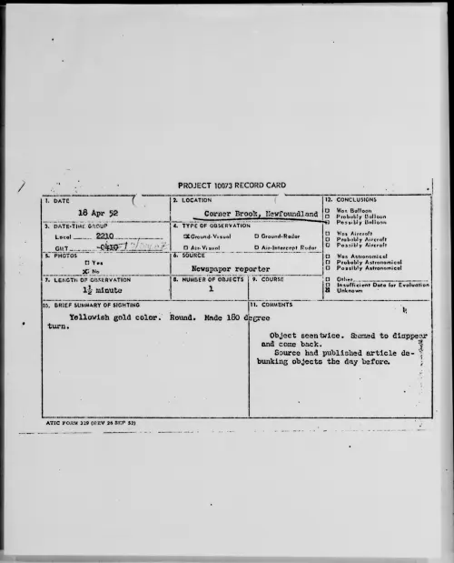 First page of Corner Brook, Newfoundland, April 1952