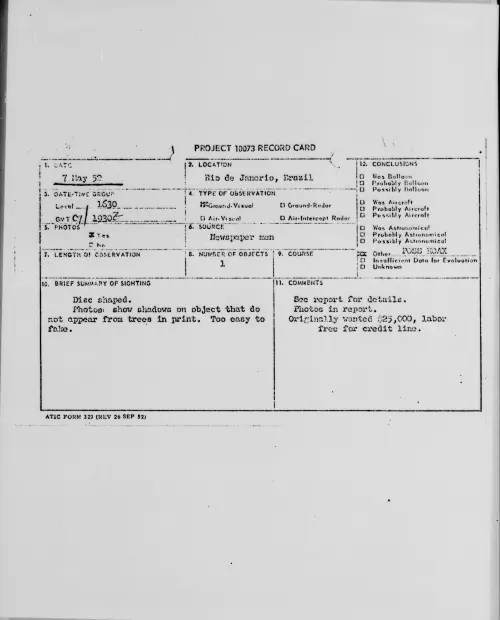 First page of Rio de Janerio, Brazil, May 1952
