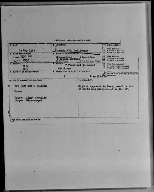 First page of Edwards AFB, California, May 1952