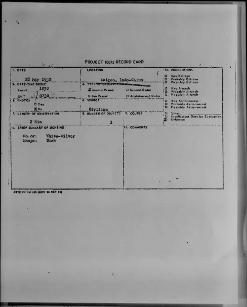 First page of Saigon, Indo-China, May 1952