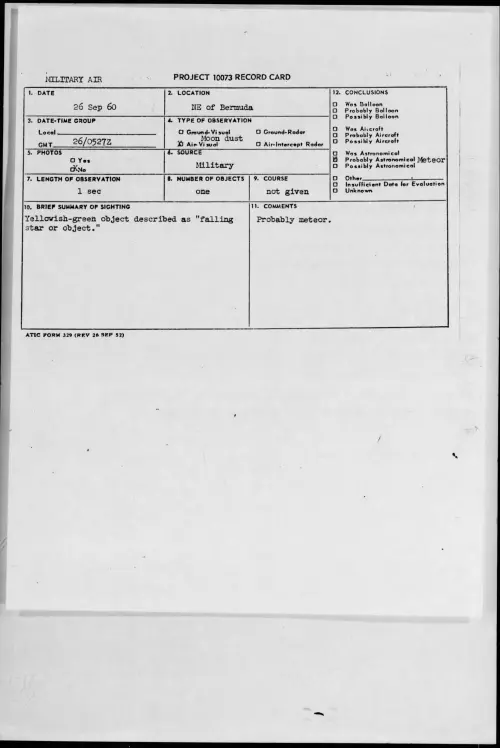 First page of 1960.09 - 8231335 - NE of Bermuda