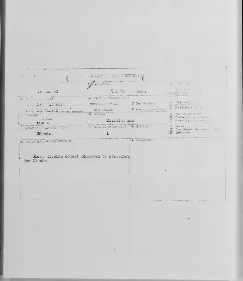 First page of TACOMA WASH, July 1952 - Incident Number: [ILLEGIBLE]