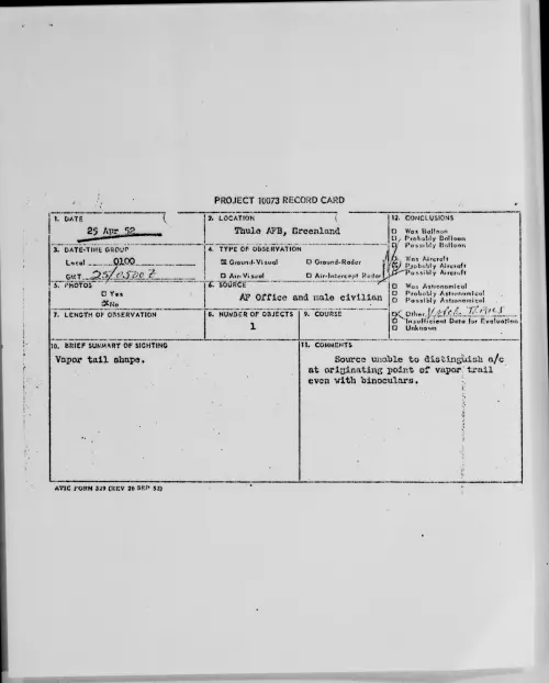 First page of Thule AFB, Greenland, April 1952
