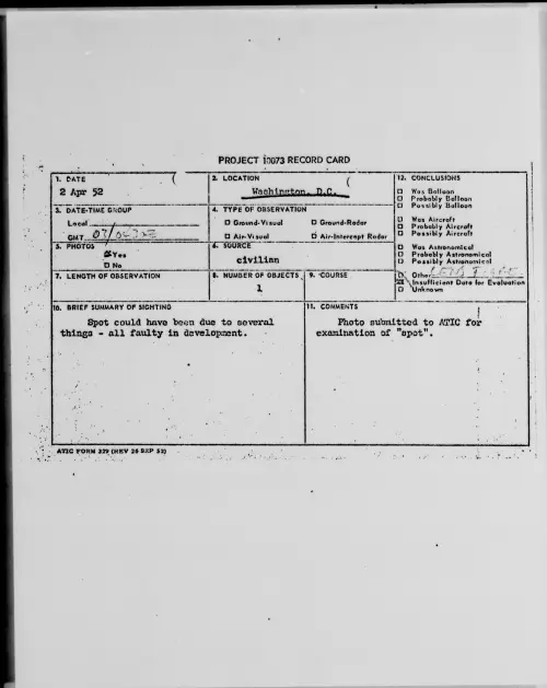 First page of Washington, D.C., April 1952