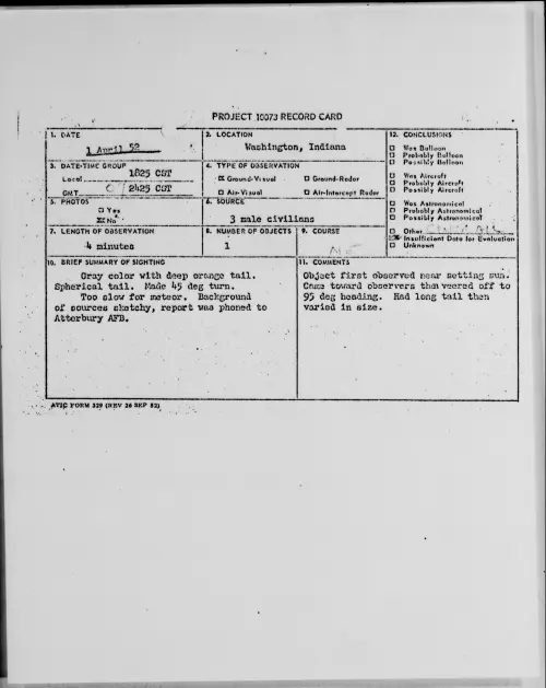 First page of Washington, Indiana, April 1952