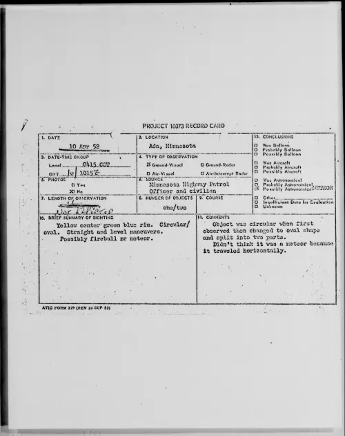 First page of Ada, Minnesota, April 1952
