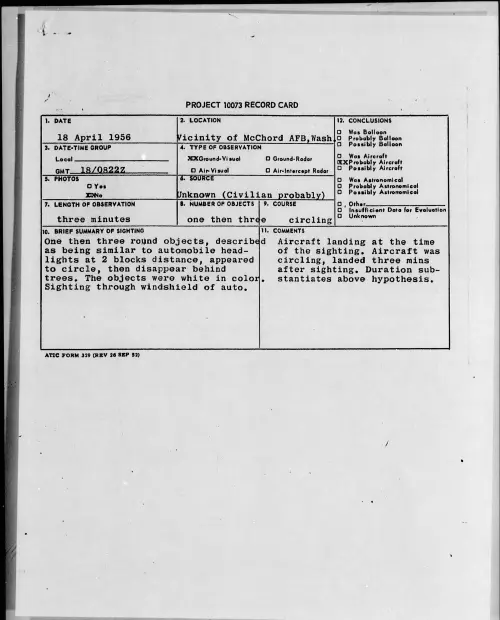 First page of 1956.04 - 6785605 - Vicinity of McChord AFB, Wash