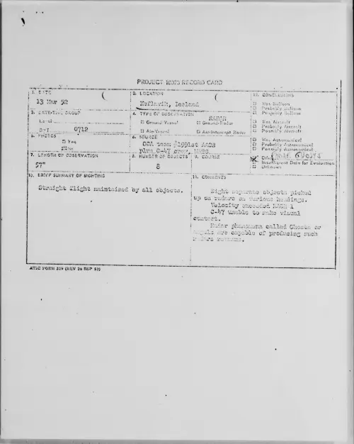 First page of Koflavik, Iceland, March 1952