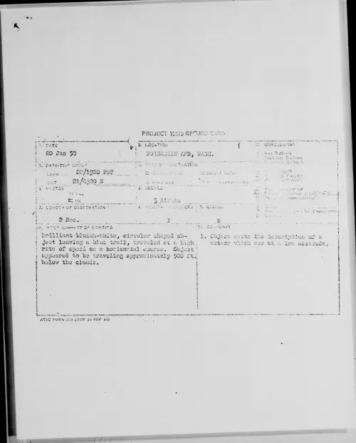 First page of FAIRCHILD AFB, WASH., January 1952
