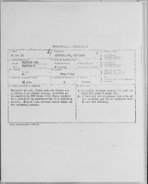 First page of MITCHEL AFB, NEW YORK, January 1952