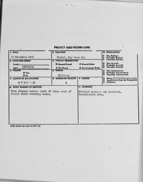 First page of Bimini, Key West Fla, November 1951