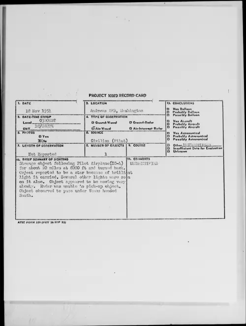 First page of Andrews AFB, Washington, November 1951