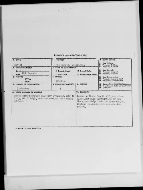 First page of Los Angles, California, November 1951