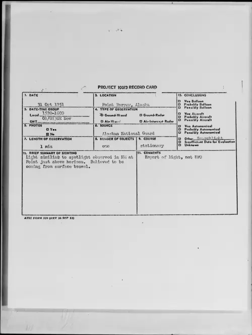 First page of Point Barrow, Alaska, October 1951