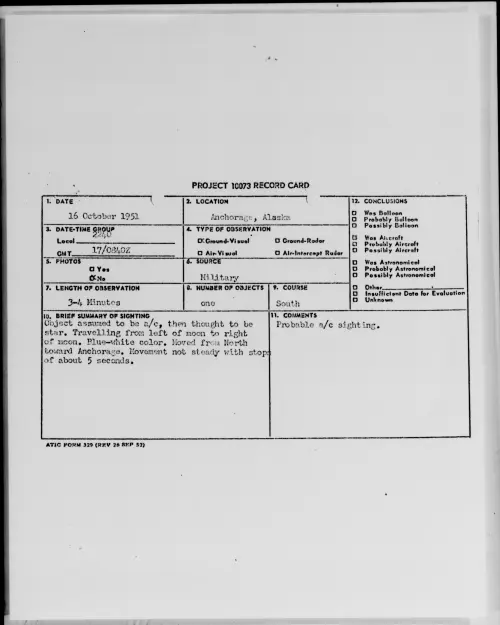 First page of Anchorage, Alaska, October 1951